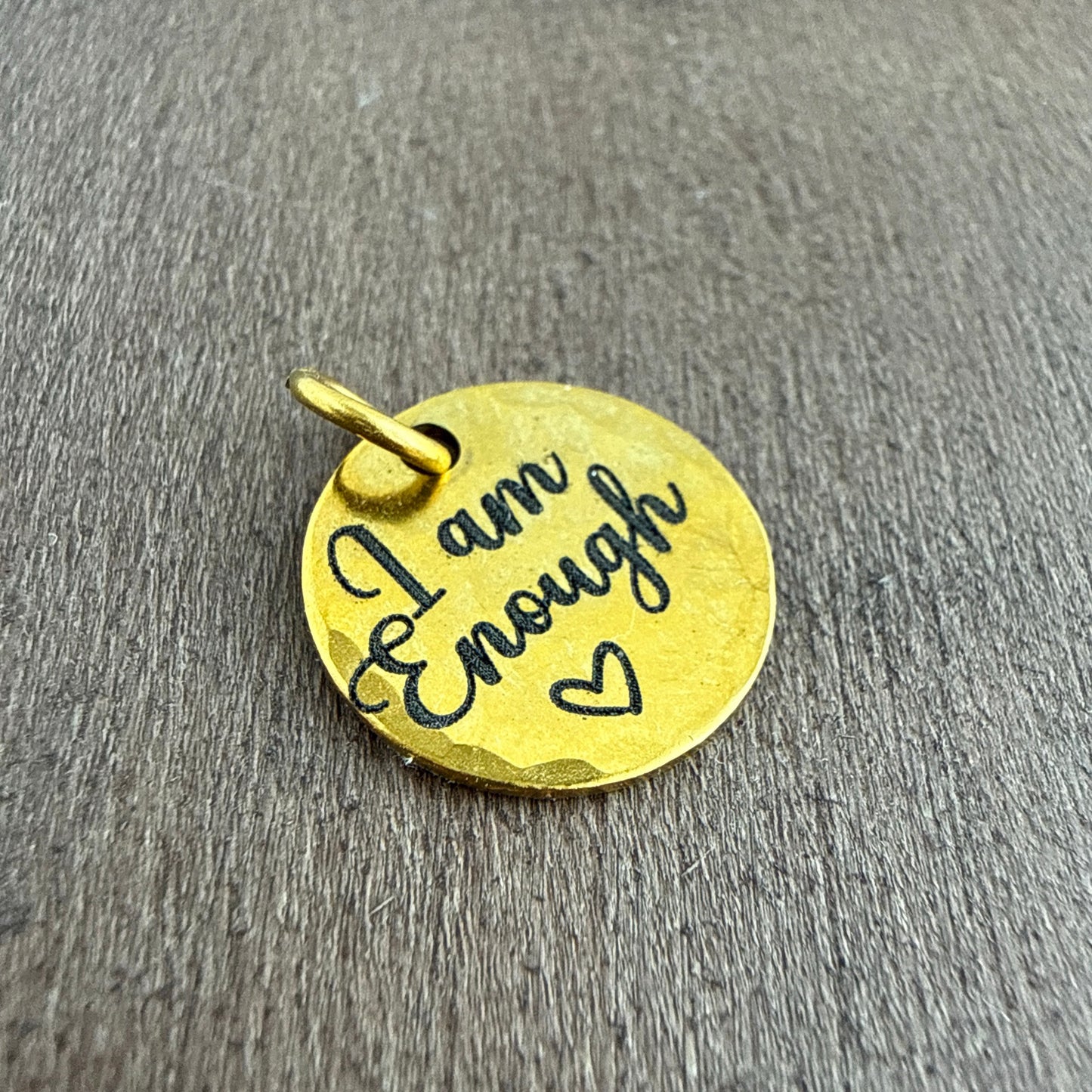 I Am Enough Charm | Inspirational Affirmation Gold Jewelry
