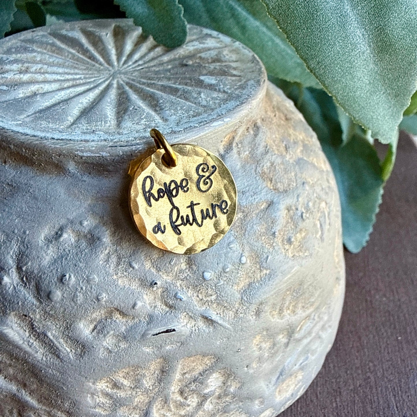 Hope & A Future Charm | Christian Scripture Gold Jewelry