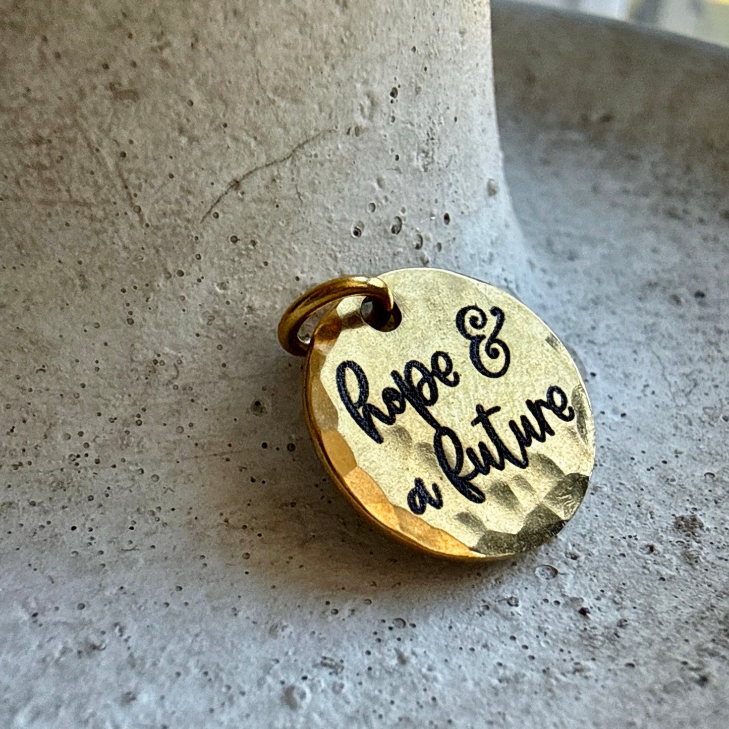 Hope & A Future Charm | Christian Scripture Gold Jewelry