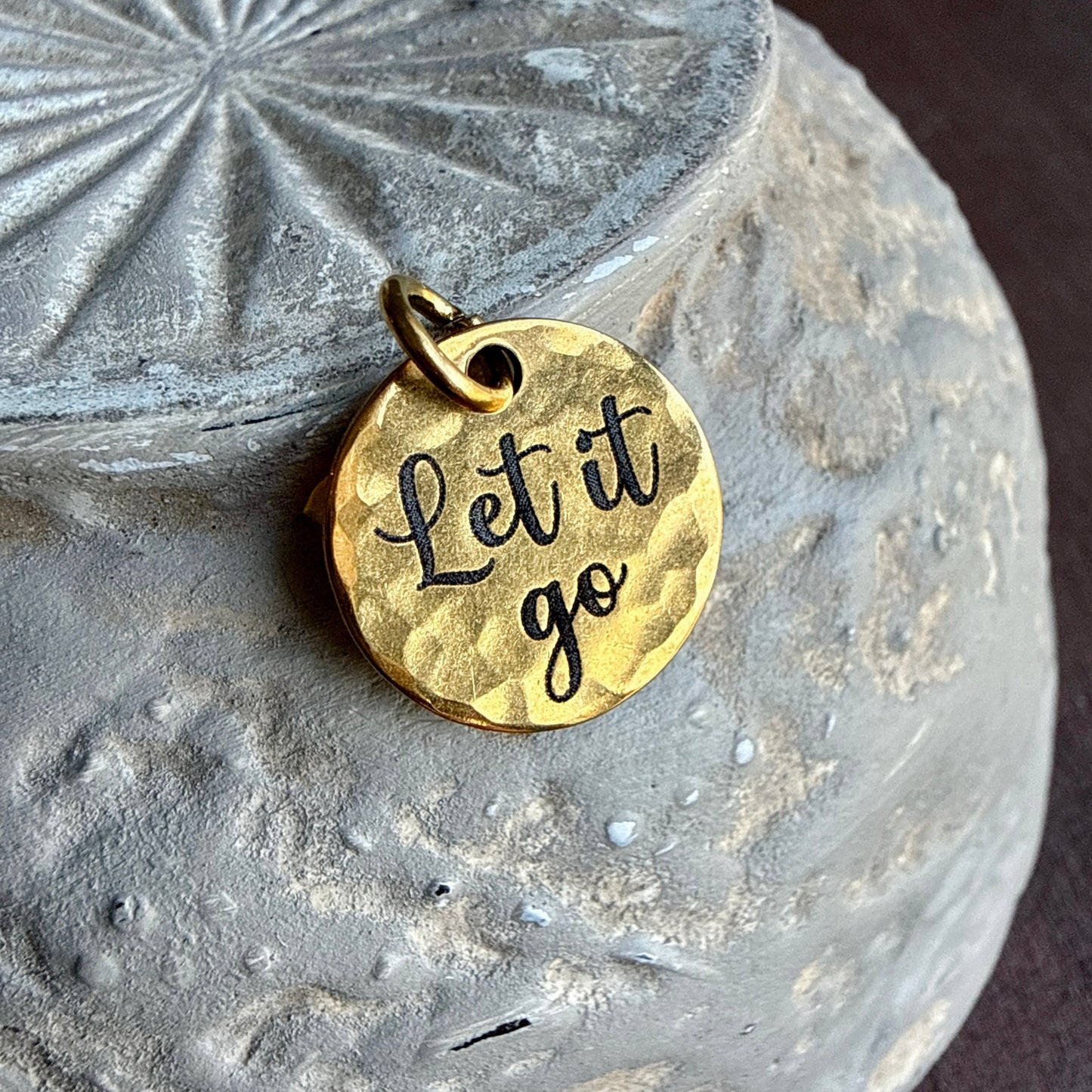 Let It Go Charm | Inspirational Gold Encouragement Jewelry