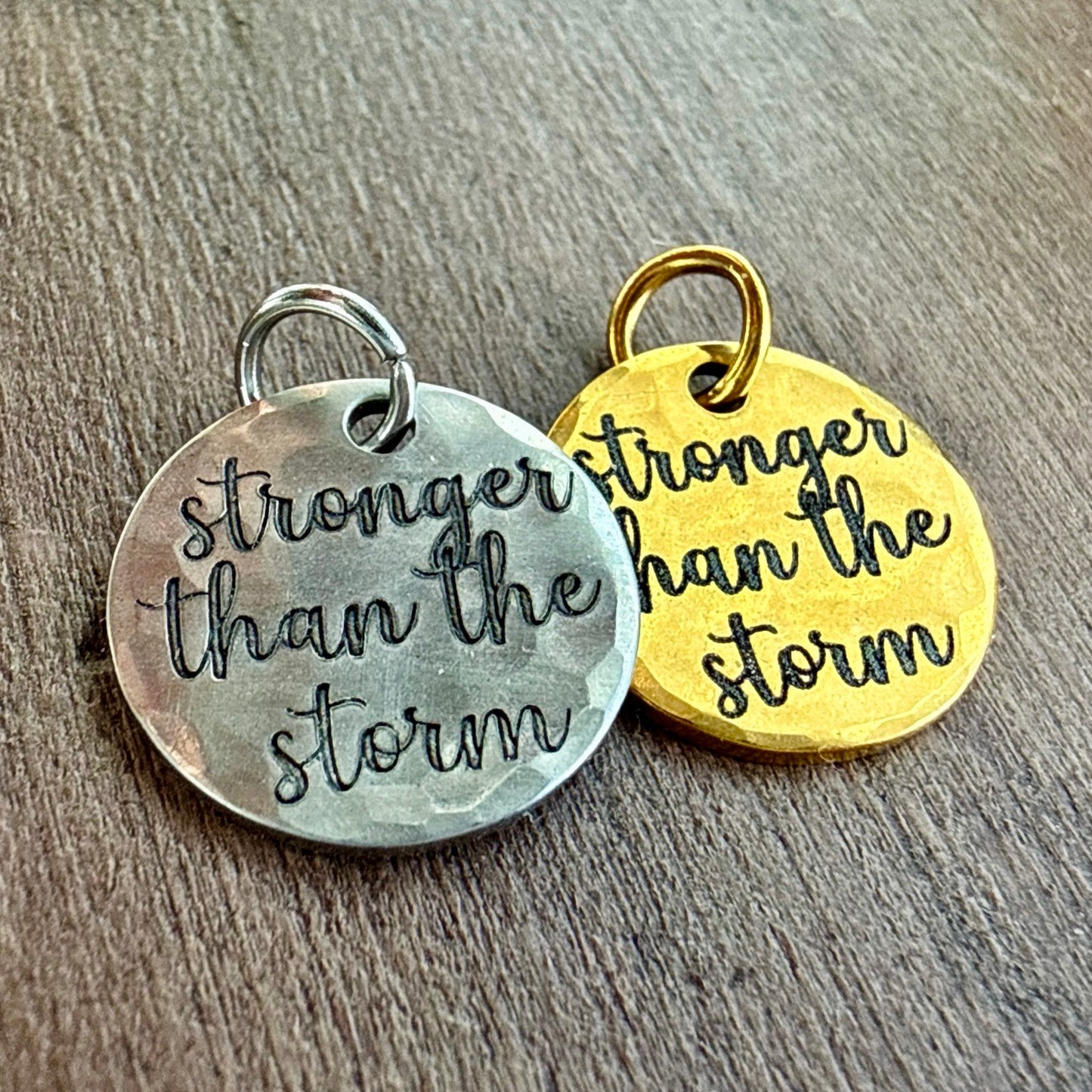 Stronger Than the Storm Charm | Inspirational Strength Gold Jewelry