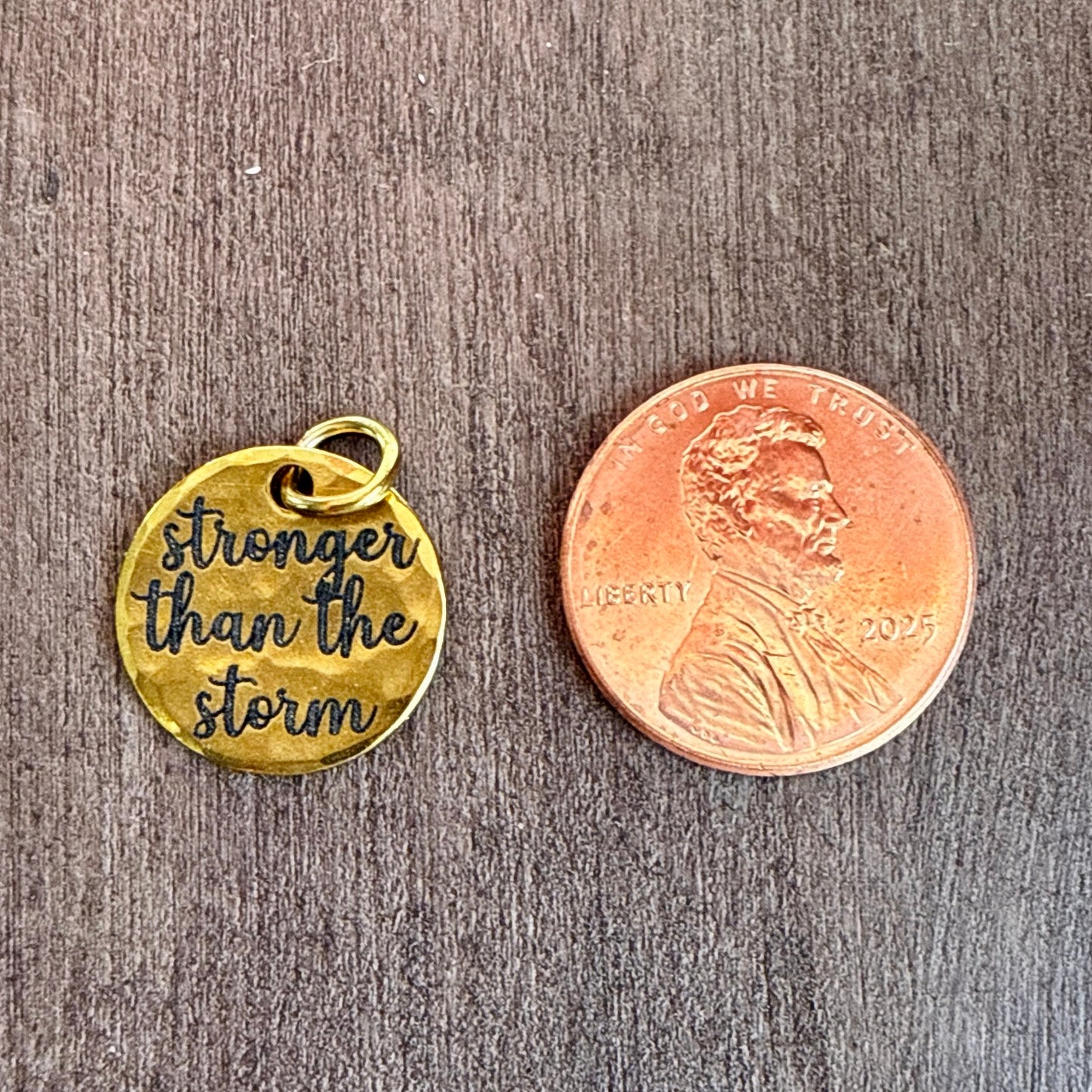 Stronger Than the Storm Charm | Inspirational Strength Gold Jewelry