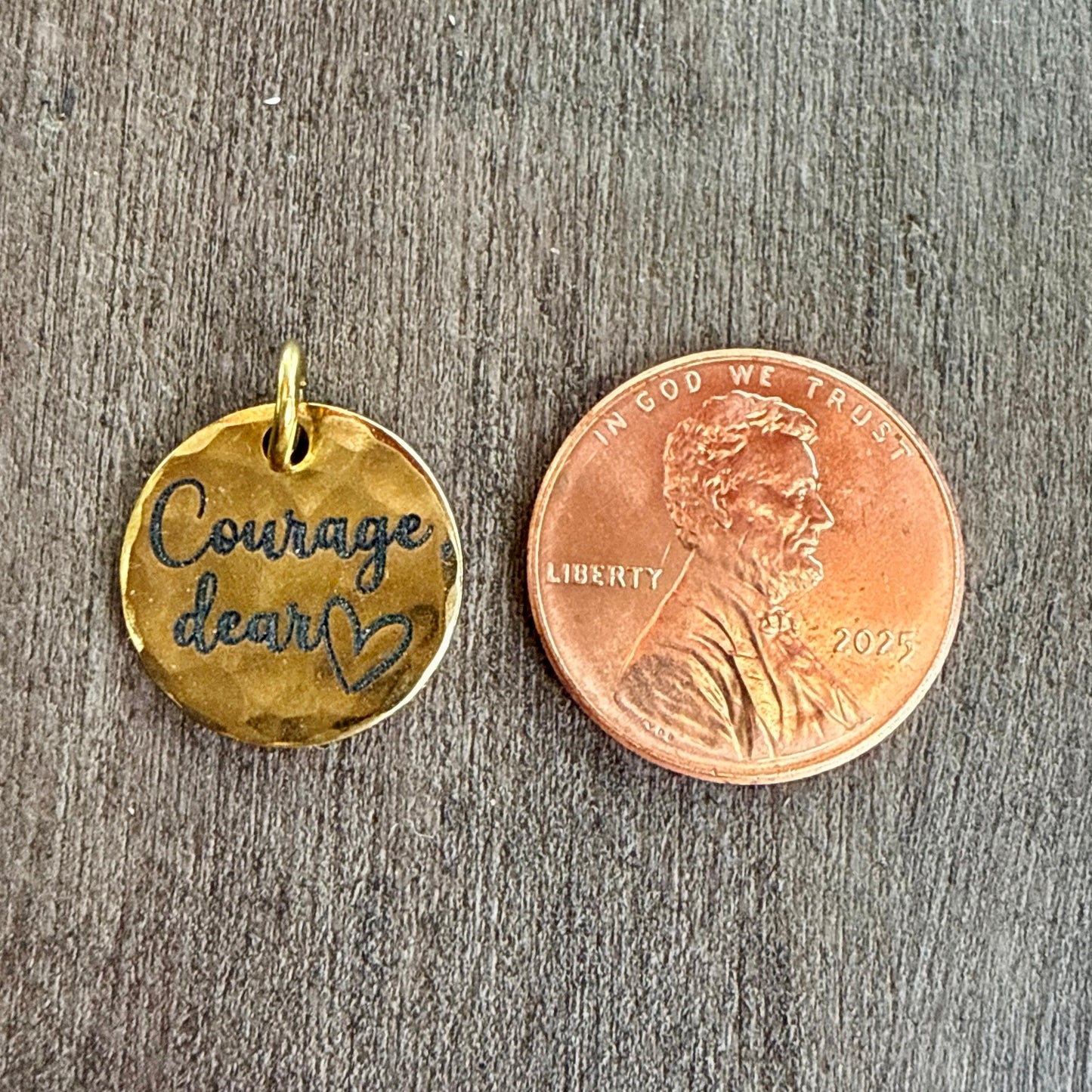 Courage Dear Heart Charm | Christian Encouragement Gold Jewelry