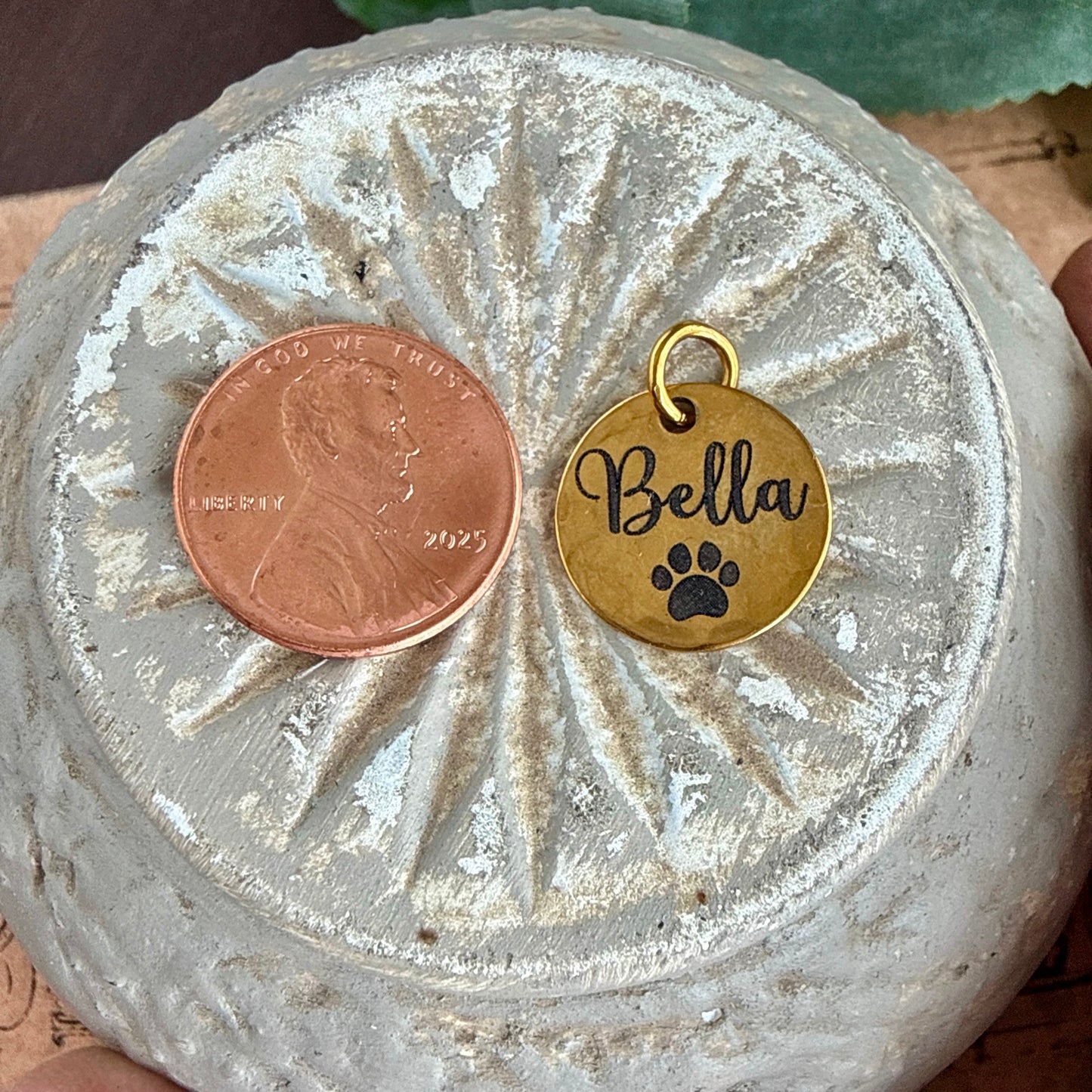 Personalized Dog Name Charm | Paw Print or Bone Keepsake