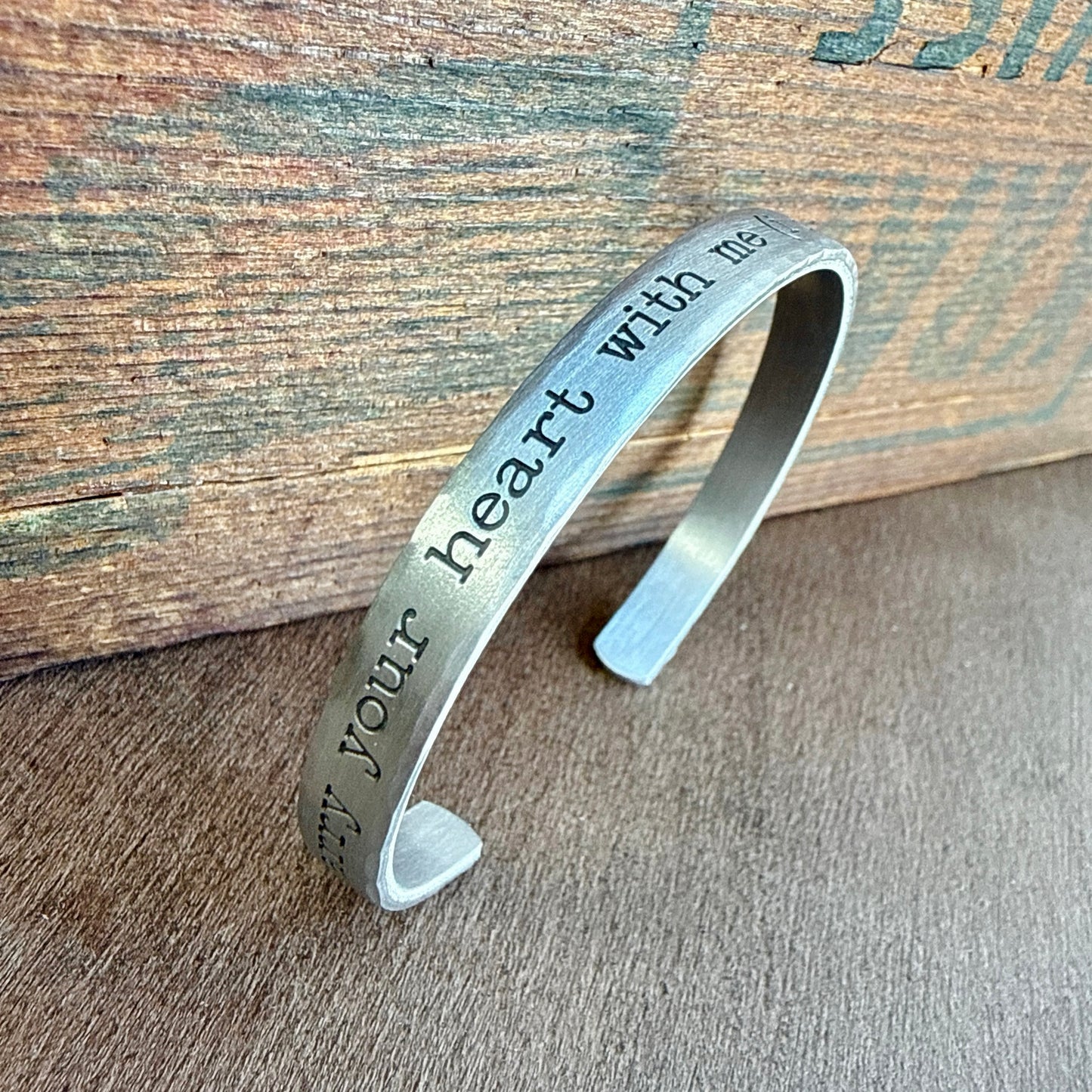 “I Carry Your Heart” Engraved Cuff Bracelet | Meaningful Love Quote | Gift for the One You Love