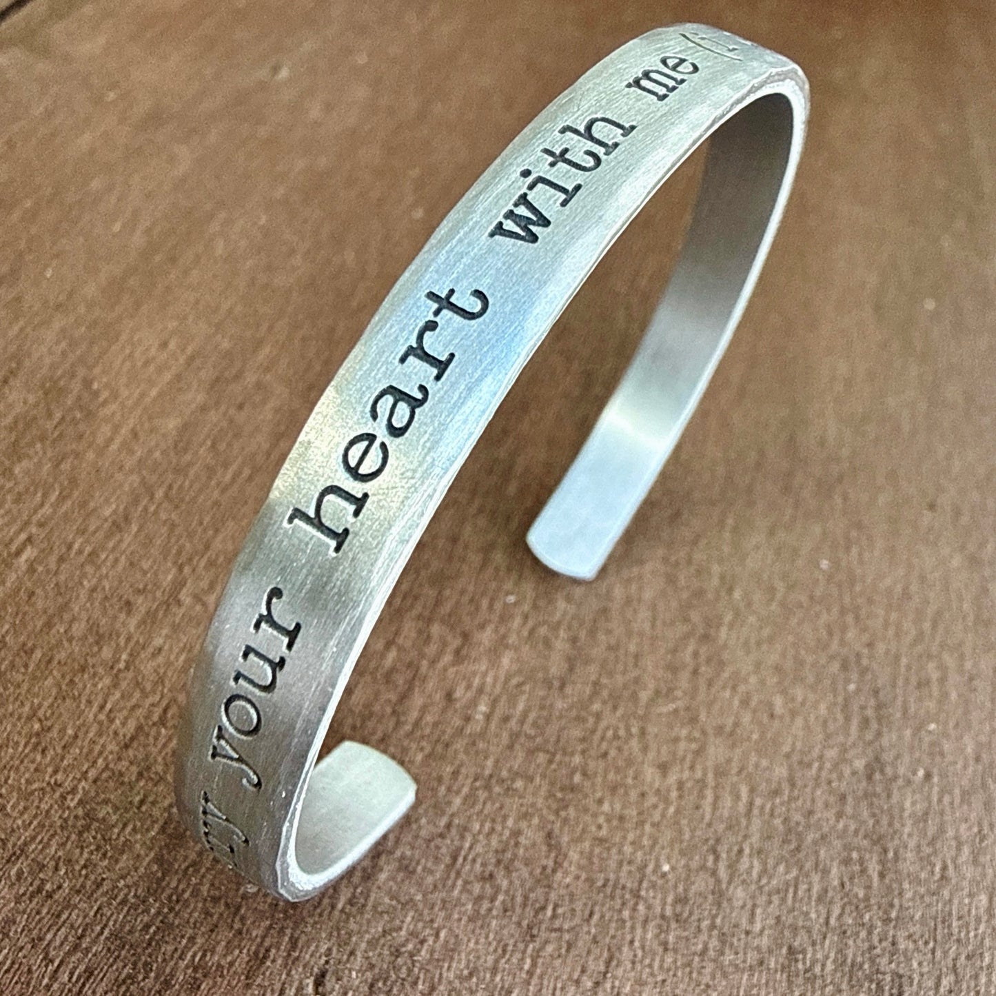 “I Carry Your Heart” Engraved Cuff Bracelet | Meaningful Love Quote | Gift for the One You Love