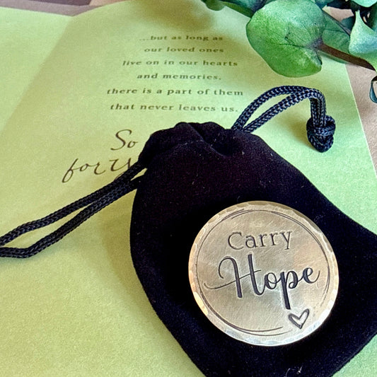 Carry Hope brass pocket coin created by Kyleemae Designs