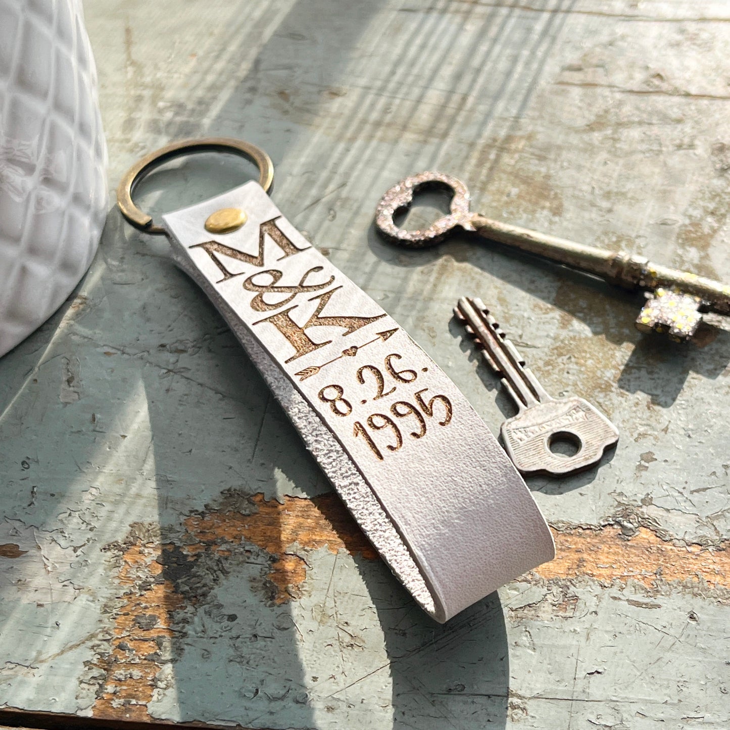 Couples Keychain, Leather Anniversary Gifts for Her, Gifts for Boyfriend, Gifts for Girlfriend