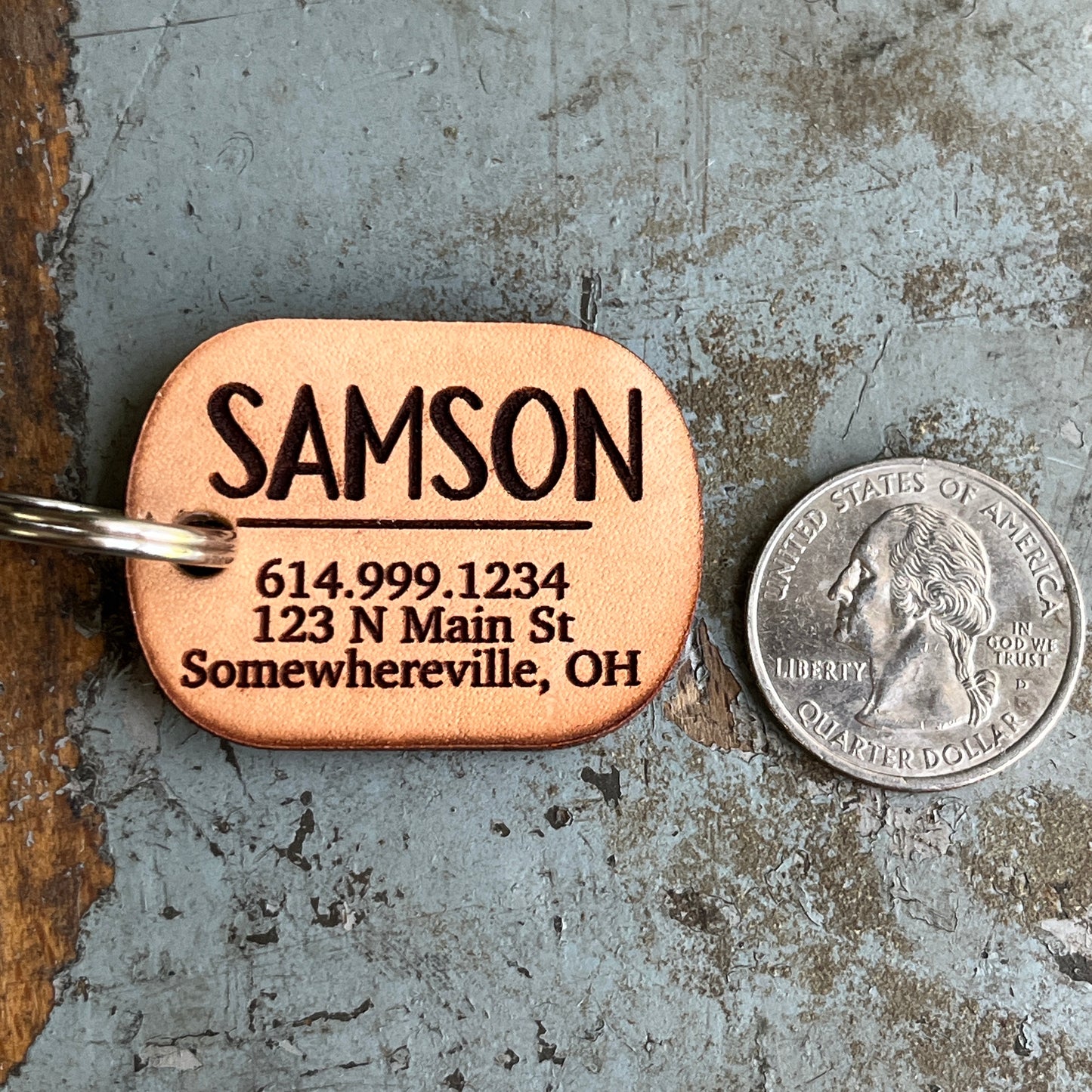 Silent Dog Tag, Laser Engraved Genuine Leather Pet ID Tag