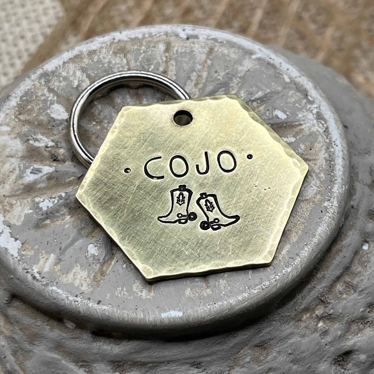 Cowboy Boots Dog Tag in Solid Brass