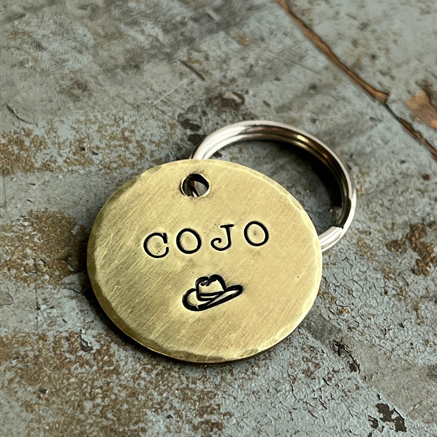 Cowboy Dog Tag with Personalization in Solid Brass