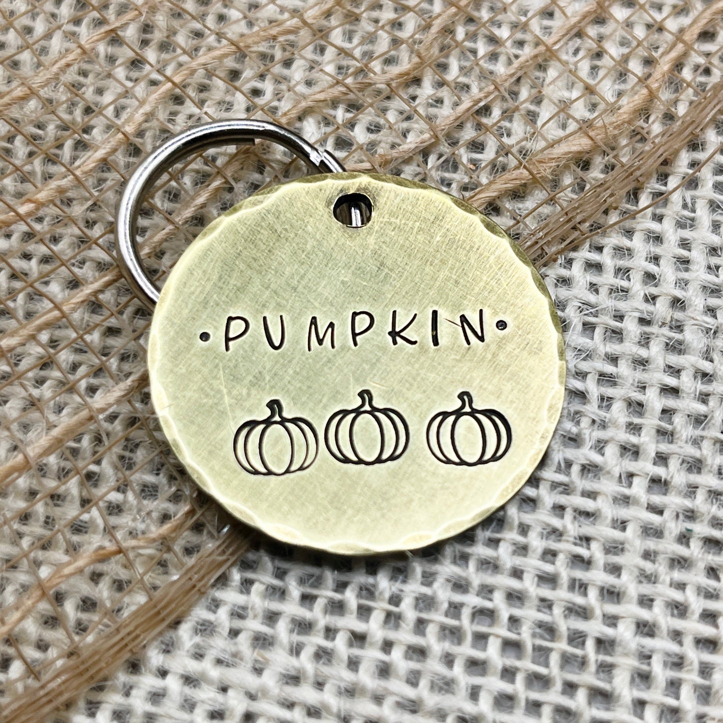 Pumpkin Tag - Large Brass Dog Tag - Tag for Dogs and Cats