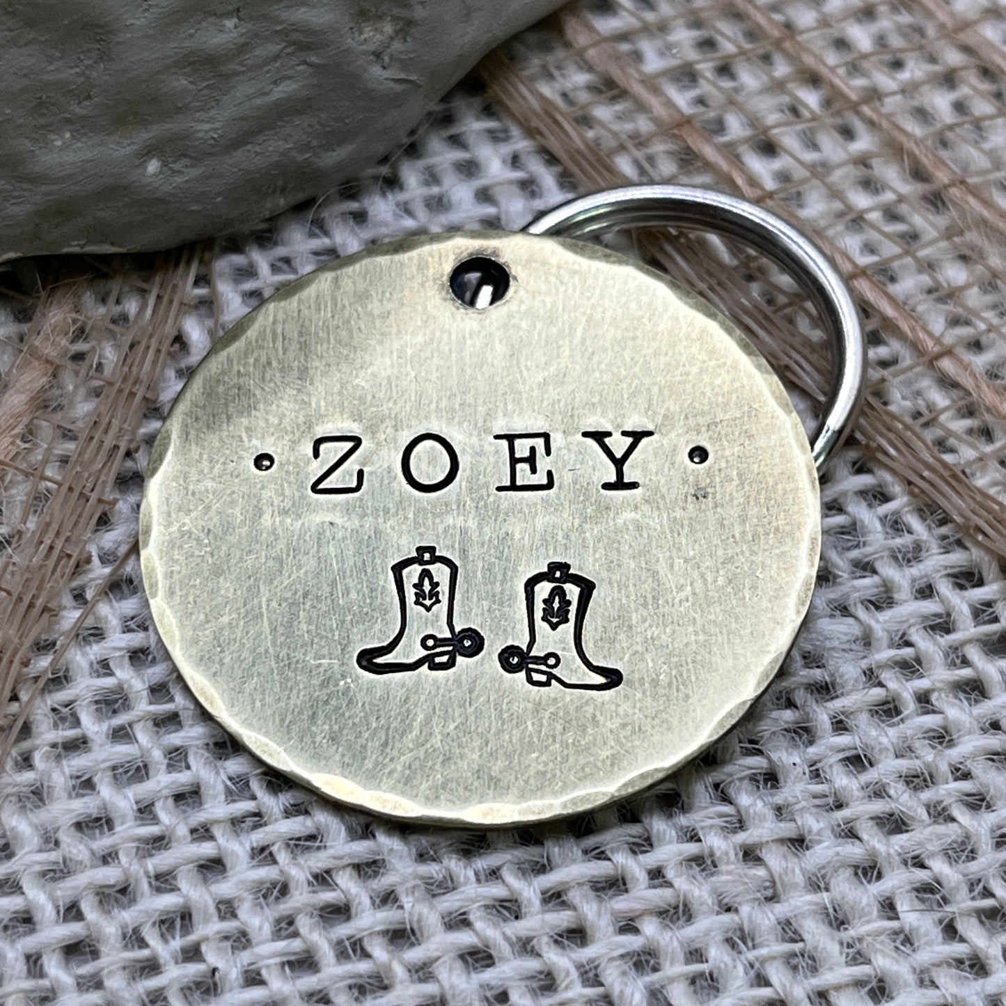 Nashville Style Cowboy Boots Dog Tag in Solid Brass