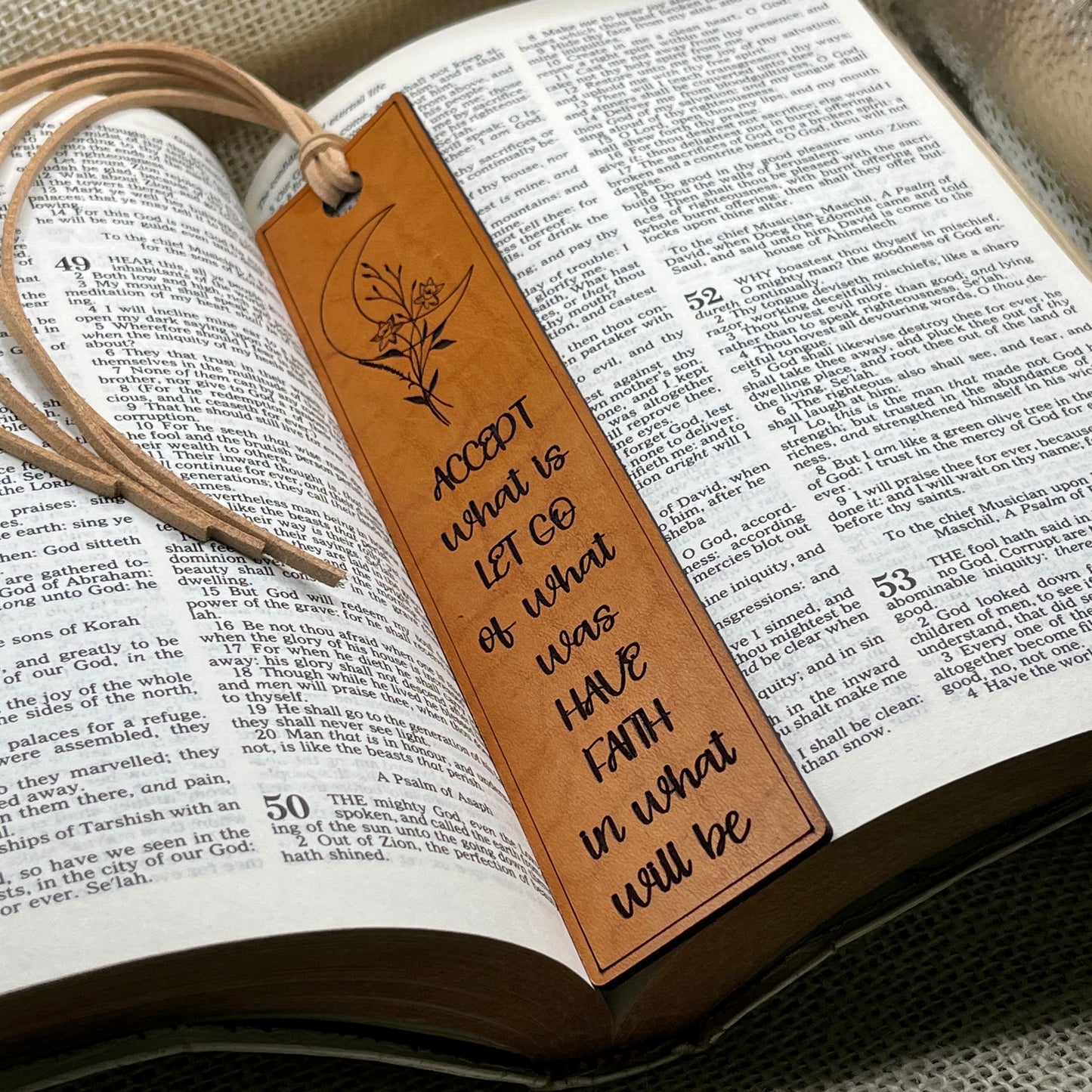 Uplifting Leather Bookmarks, Thinking of You Gifts, Unique Engraved Bookmarks for Readers