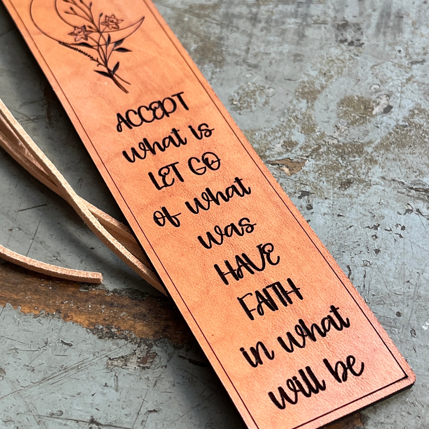 Uplifting Leather Bookmarks, Thinking of You Gifts, Unique Engraved Bookmarks for Readers