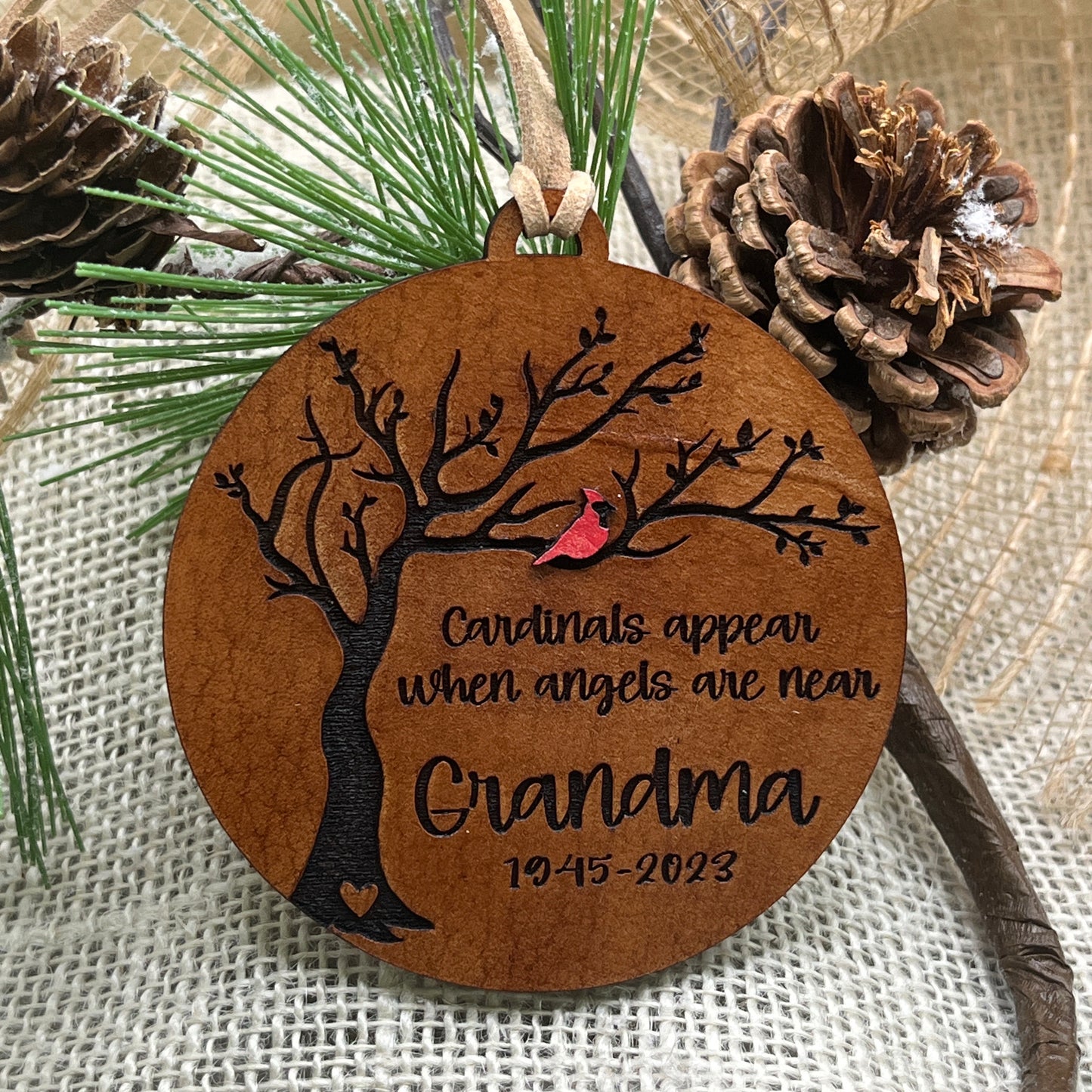 Cardinal Memorial Ornament – “Angels Are Near” Holiday Remembrance Gift