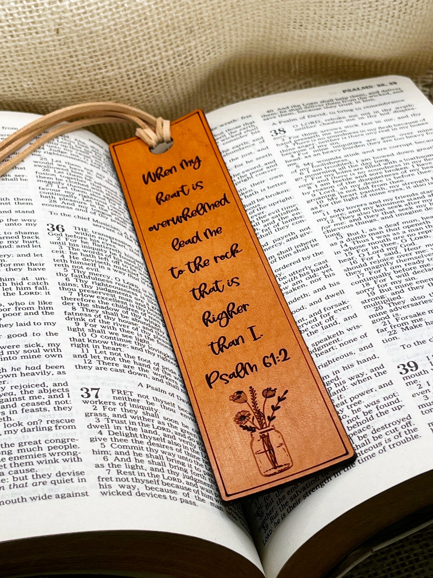 Scripture Bookmark, Christian Gifts for Women, Custom Leather Bookmark
