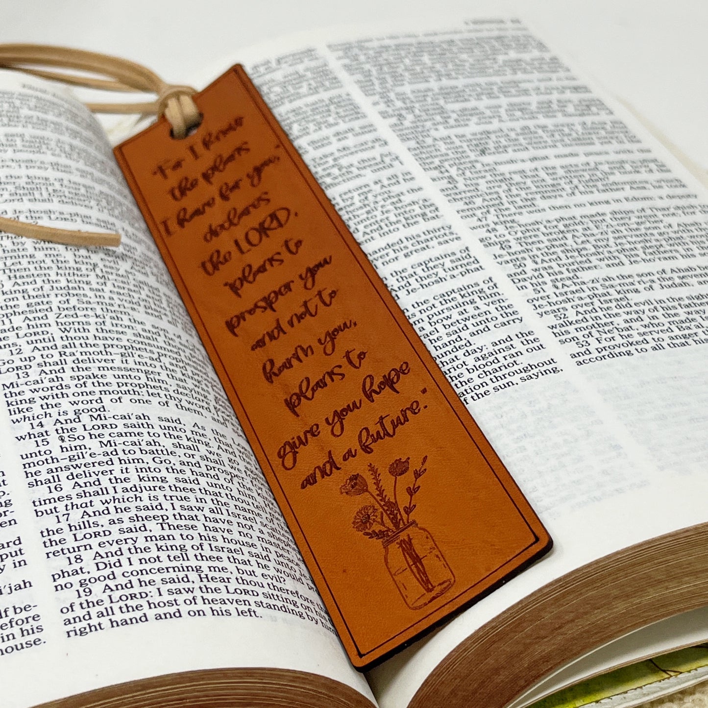 Leather Scripture Bookmark – Jeremiah 29:11 Engraved Christian Gift