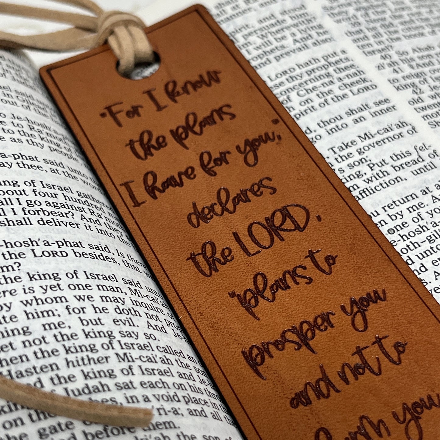 Leather Scripture Bookmark – Jeremiah 29:11 Engraved Christian Gift