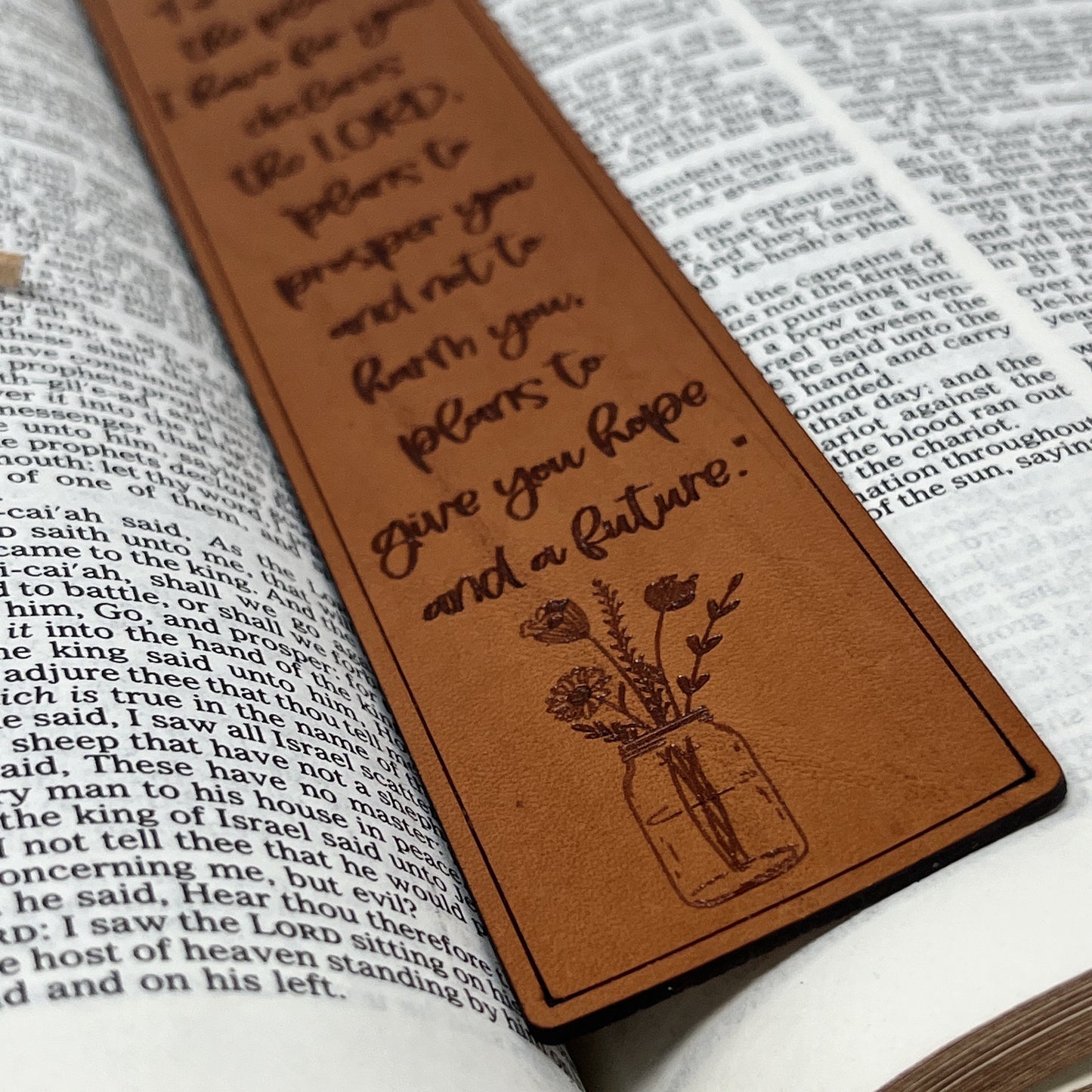 Leather Scripture Bookmark – Jeremiah 29:11 Engraved Christian Gift