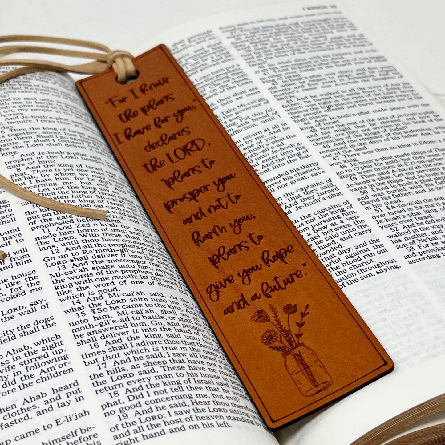 Leather Scripture Bookmark – Jeremiah 29:11 Engraved Christian Gift
