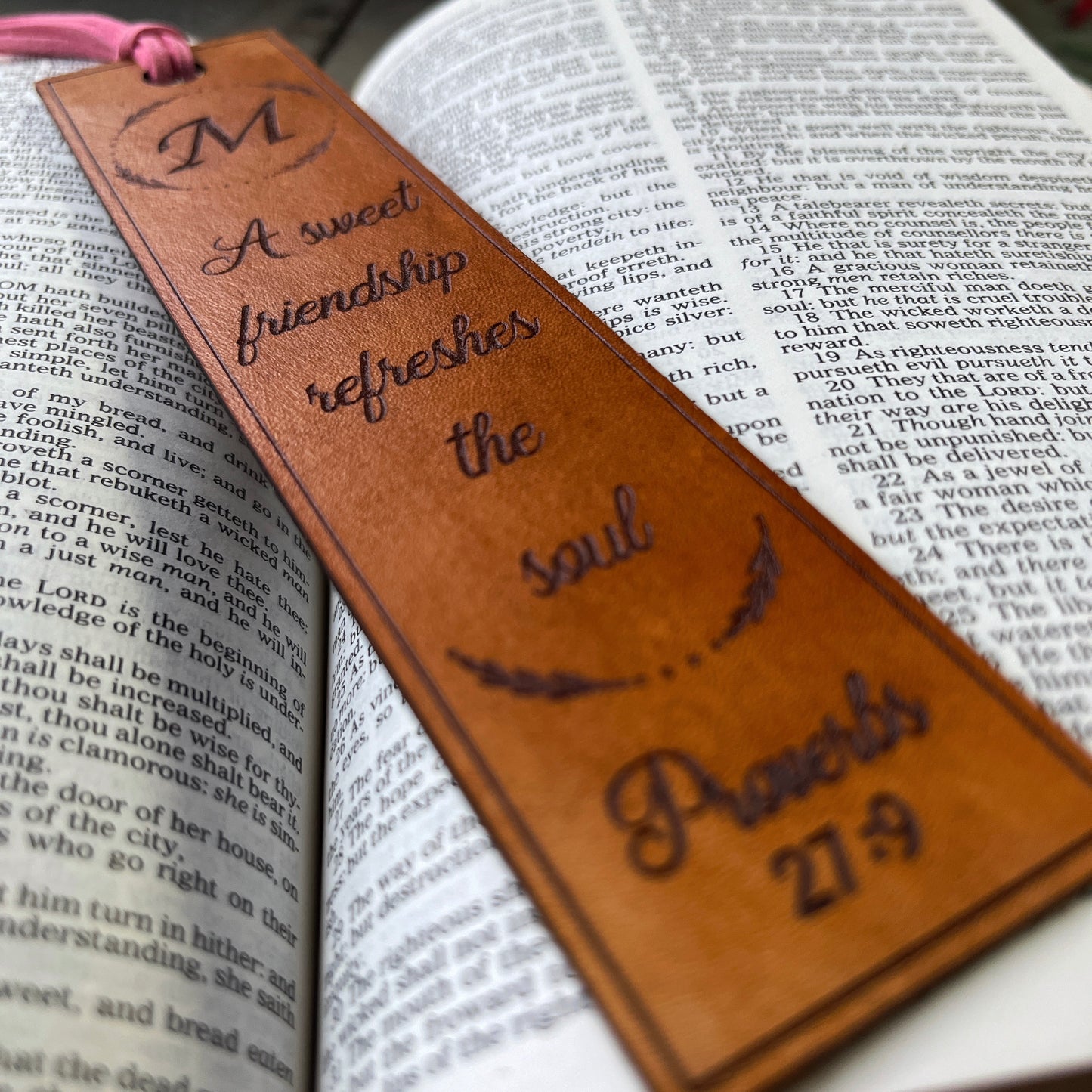 Custom Bible Bookmarks, Gift for Christian Friends, Genuine Leather Personalized Bookmark