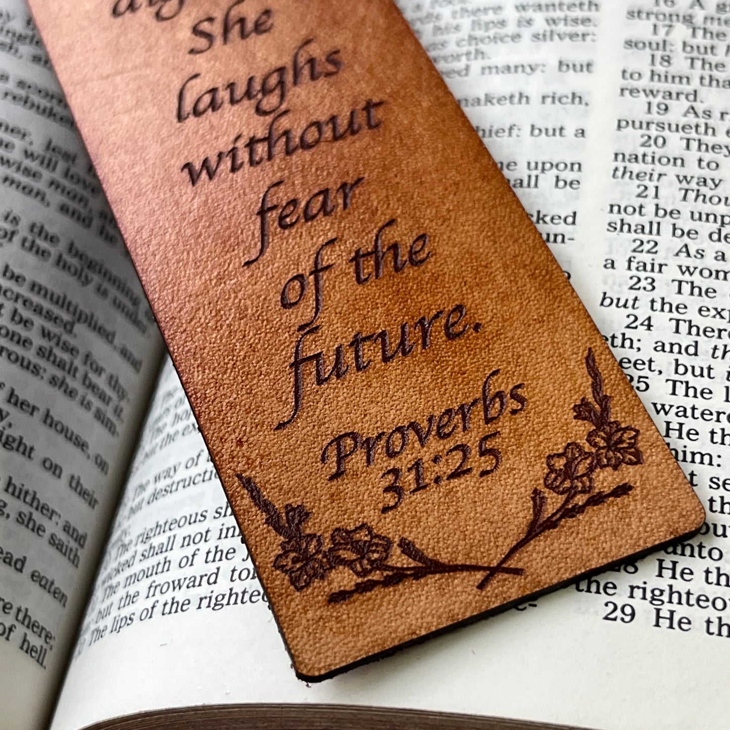 She is Clothed in Strength and Dignity Genuine Leather Bookmark