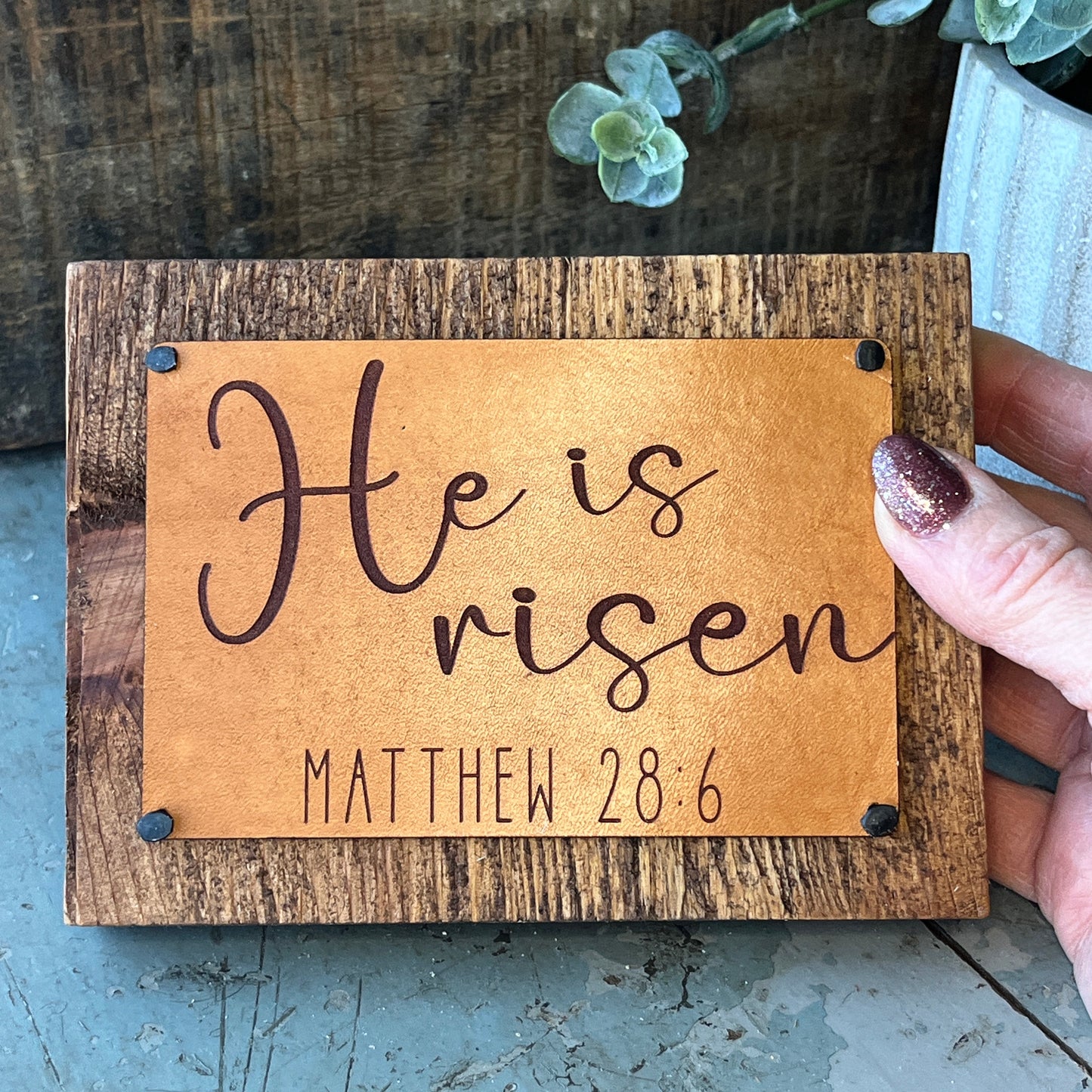 Easter Gifts, He Is Risen Sign, Christian Spring Decor, Christian Art