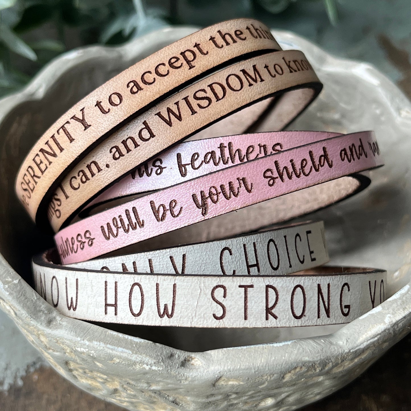 Engraved Leather Double Wrap Bracelet, You Never Know How Strong You Are Bracelet, Recovery Gifts