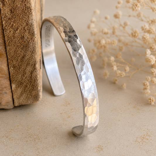 Hammered Secret Message Cuff Bracelet | Personalized Hidden Message Bracelet | Encouragement Gift for Her
