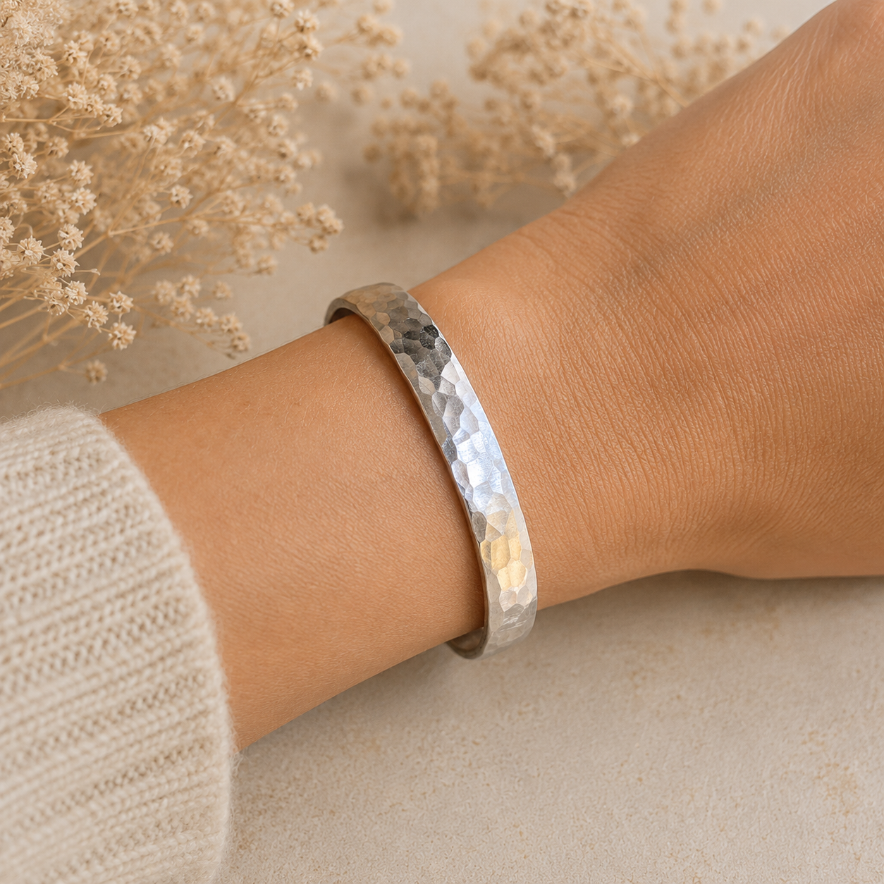 Hammered Secret Message Cuff Bracelet | Personalized Hidden Message Bracelet | Encouragement Gift for Her