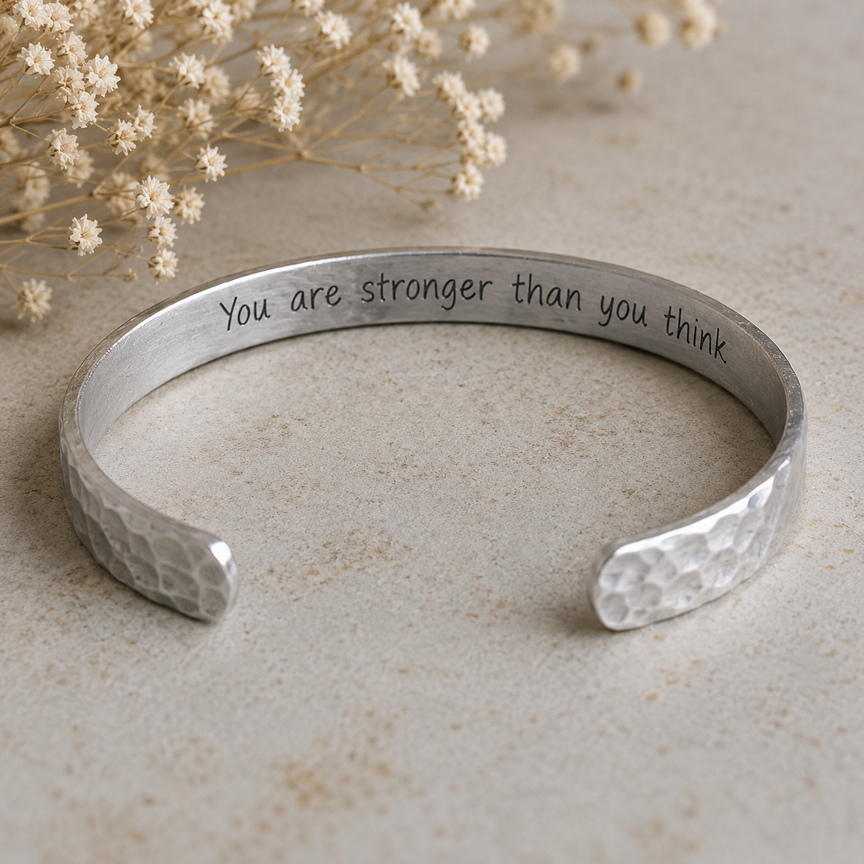 Hammered Secret Message Cuff Bracelet | Personalized Hidden Message Bracelet | Encouragement Gift for Her
