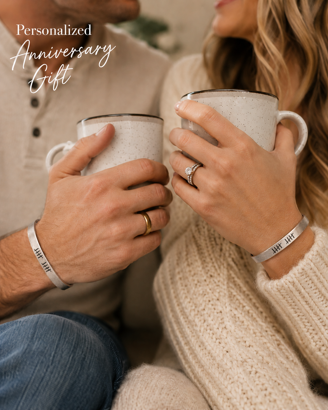 10 Year Anniversary Cuff Bracelet | Secret Message Inside | Personalized Gift for Wife