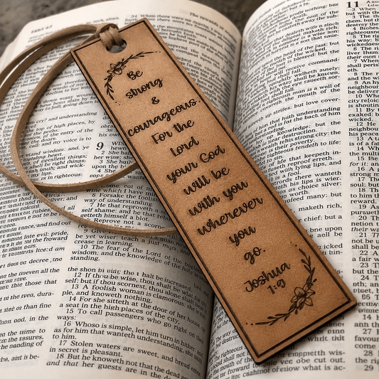 Be Strong & Courageous — Leather Bookmark
