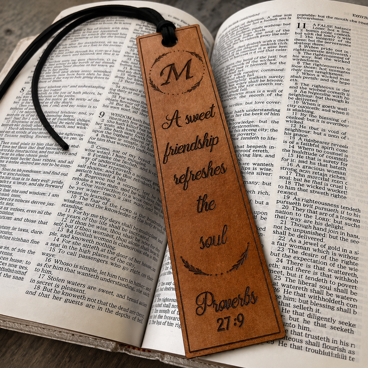 A Sweet Friendship Refreshes the Soul — Leather Bookmark