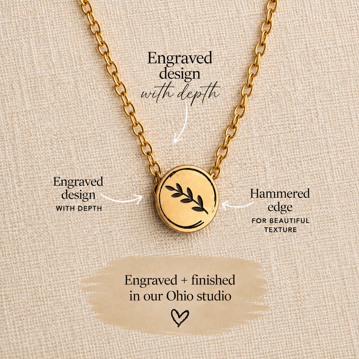 Find Peace Branch Necklace | Engraved Keepsake Jewelry