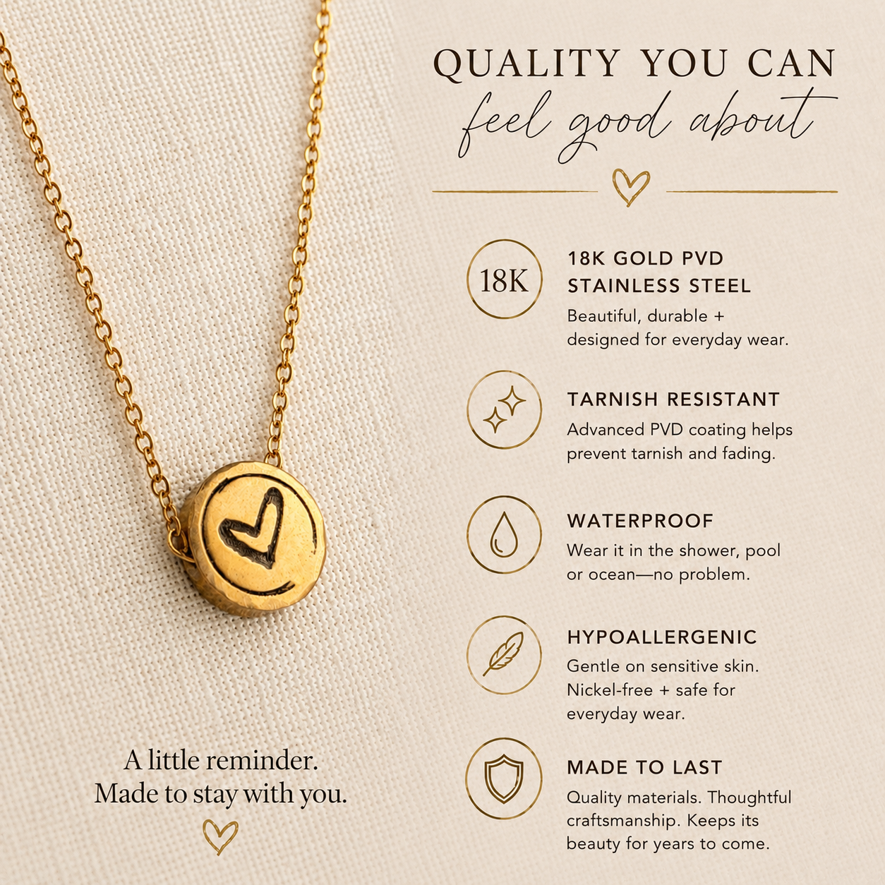 Heart Keepsake Necklace | Meaningful Gold Charm Jewelry