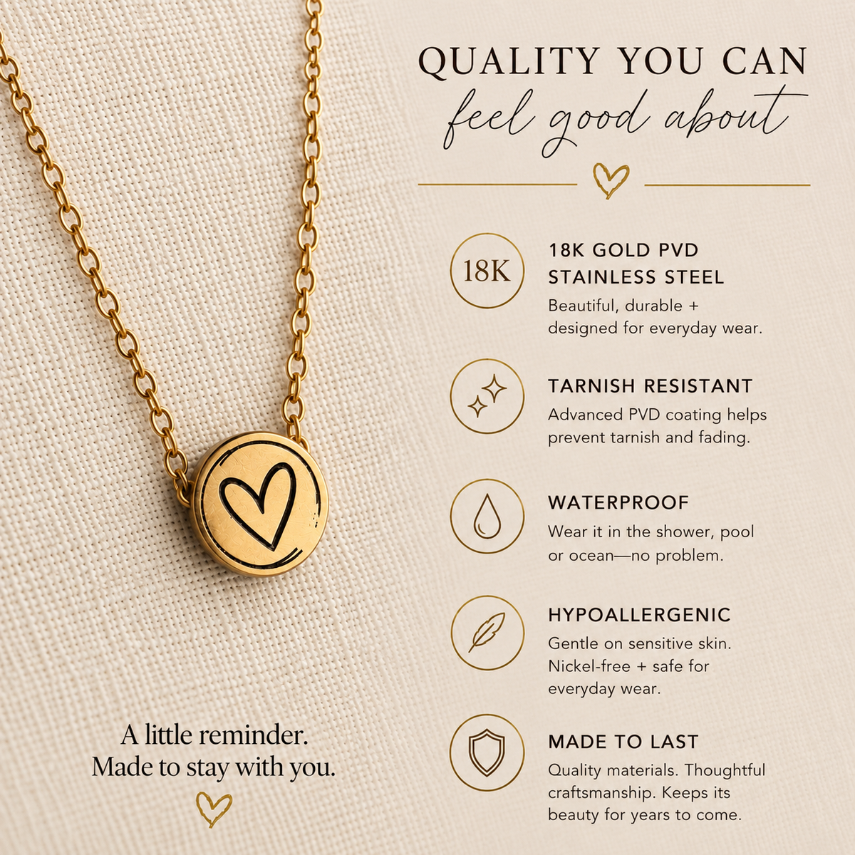 You Are Loved Heart Necklace | Engraved Keepsake Jewelry