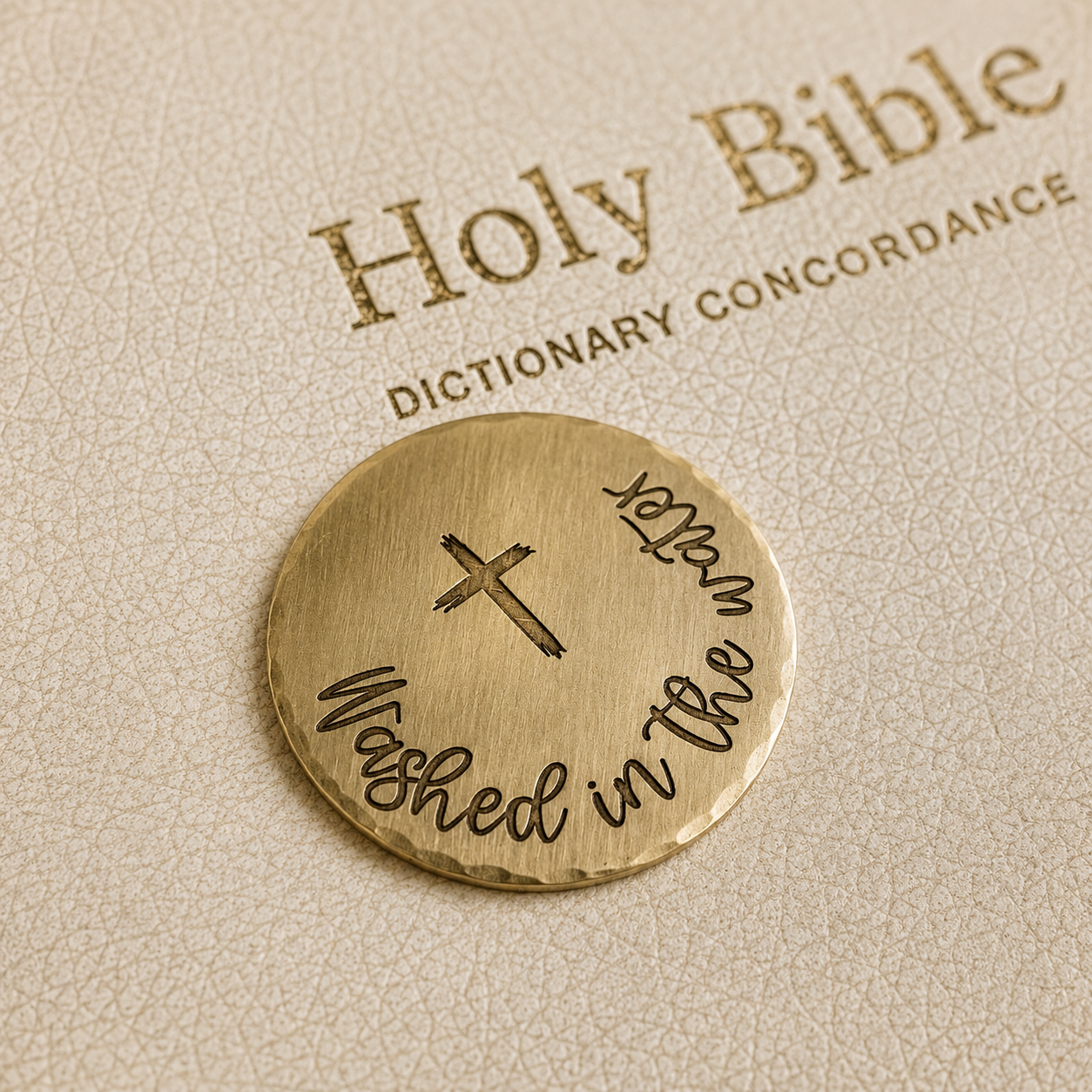 Washed in the Water - Gift for Christian Baptism - Renewal Gift - Solid Brass Pocket Coin Christian Gift