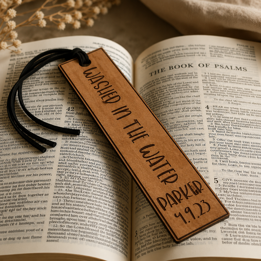 leather baptism bookmark