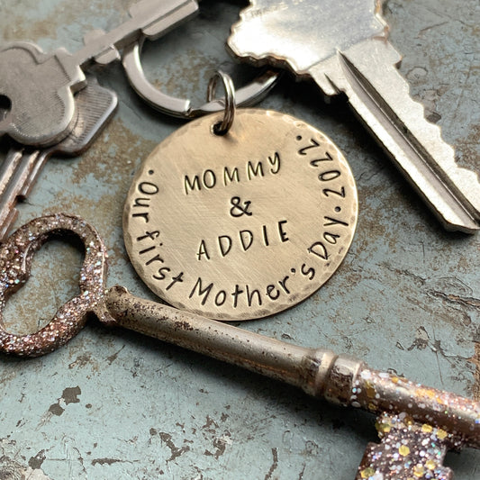 1st Mothers Day Gift, Personalized Mom Keychain, Mothers Day Gifts from Daughter, Son, Baby