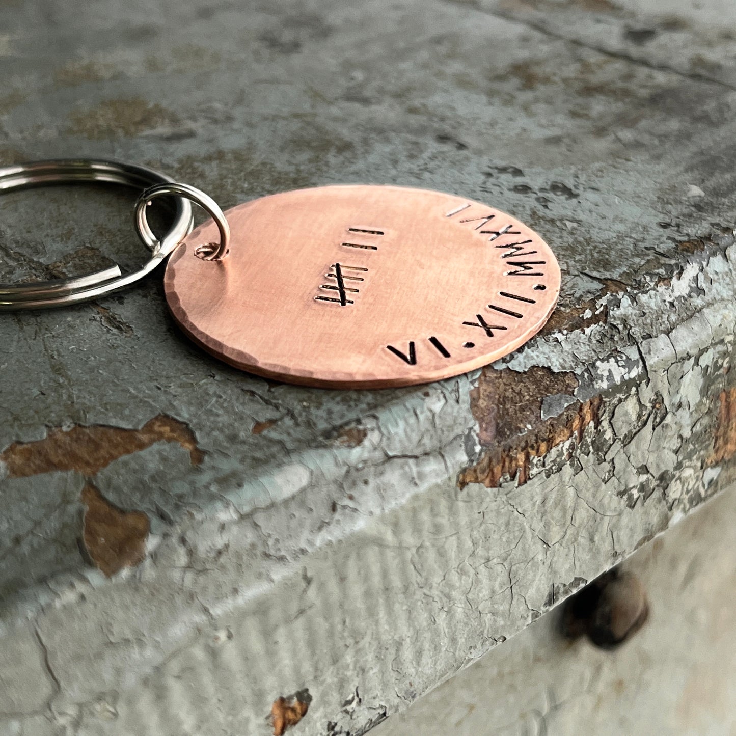 7th Anniversary Gift - Copper Anniversary Personalized Keychain
