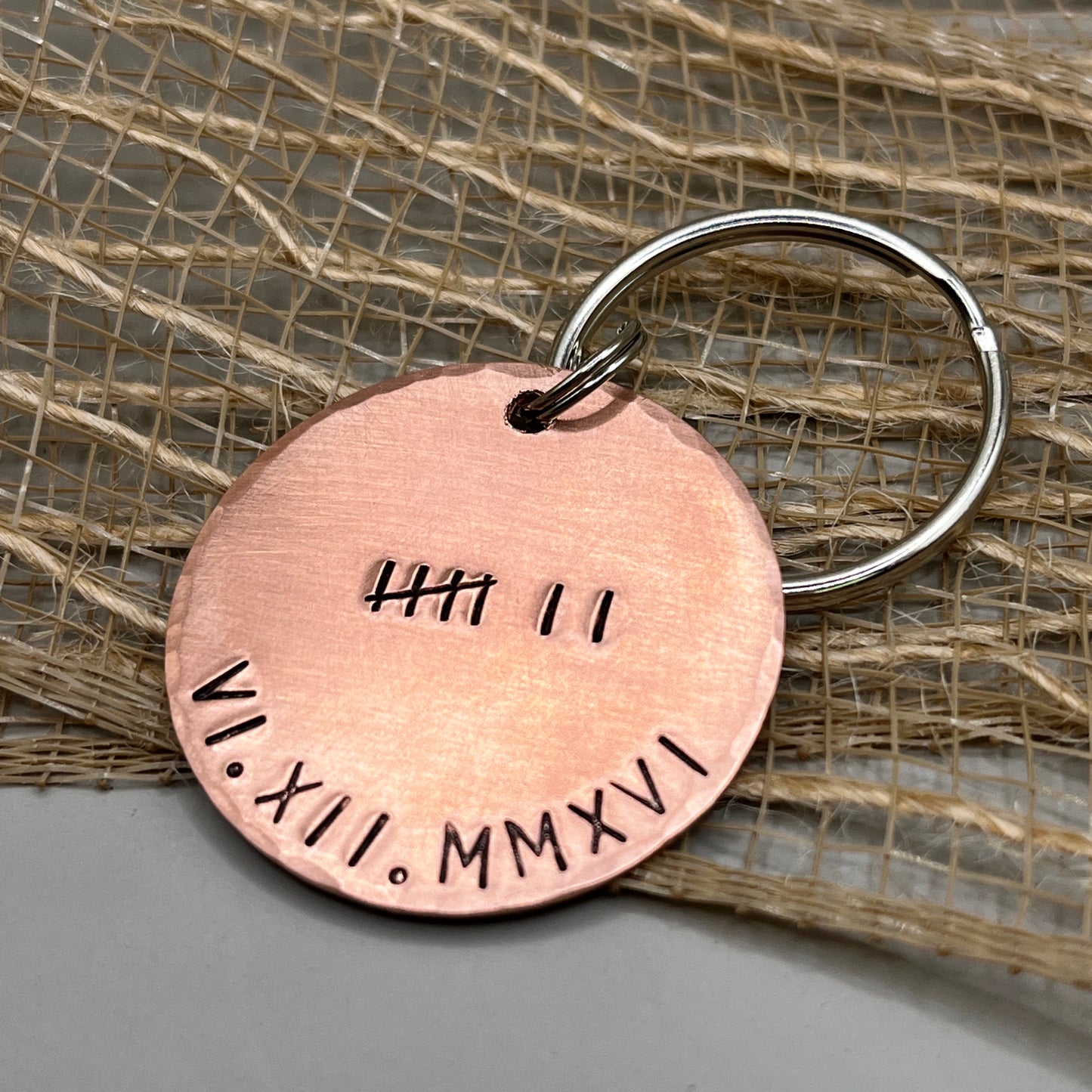 7th Anniversary Gift, Copper Anniversary Personalized Keychain, Anniversary Gifts for Him