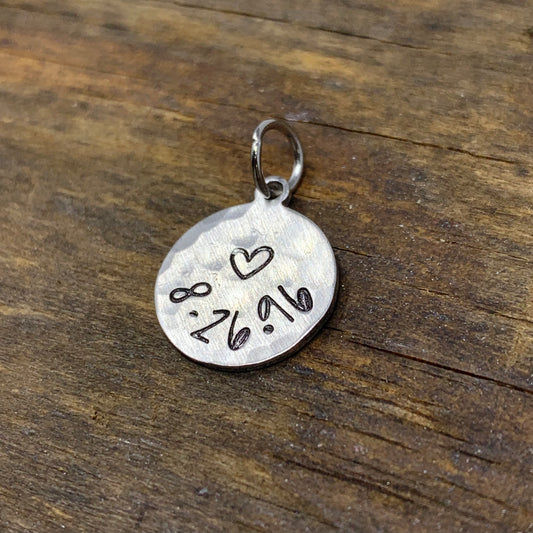 Tiny Round Silver Date Charm