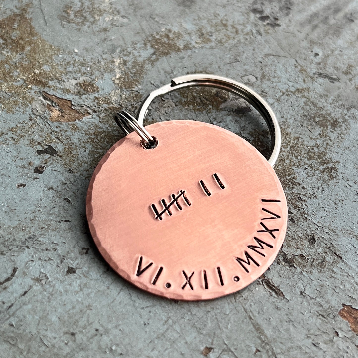 7th Anniversary Gift - Copper Anniversary Personalized Keychain