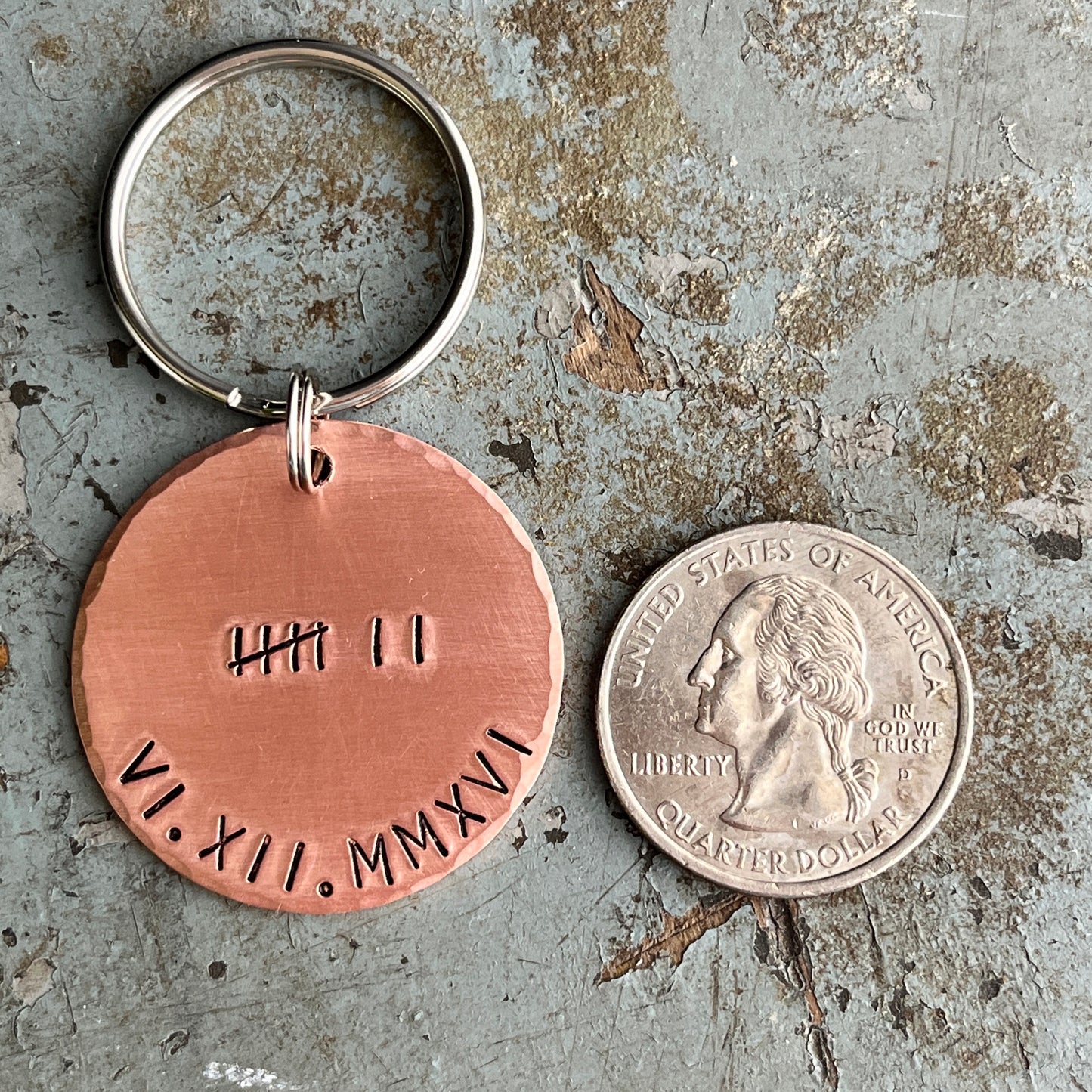 7th Anniversary Gift, Copper Anniversary Personalized Keychain, Anniversary Gifts for Him