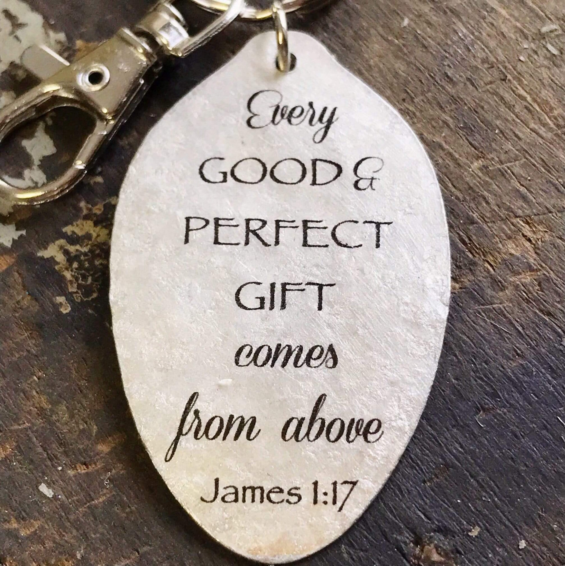 every good and perfect gift spoon keychain