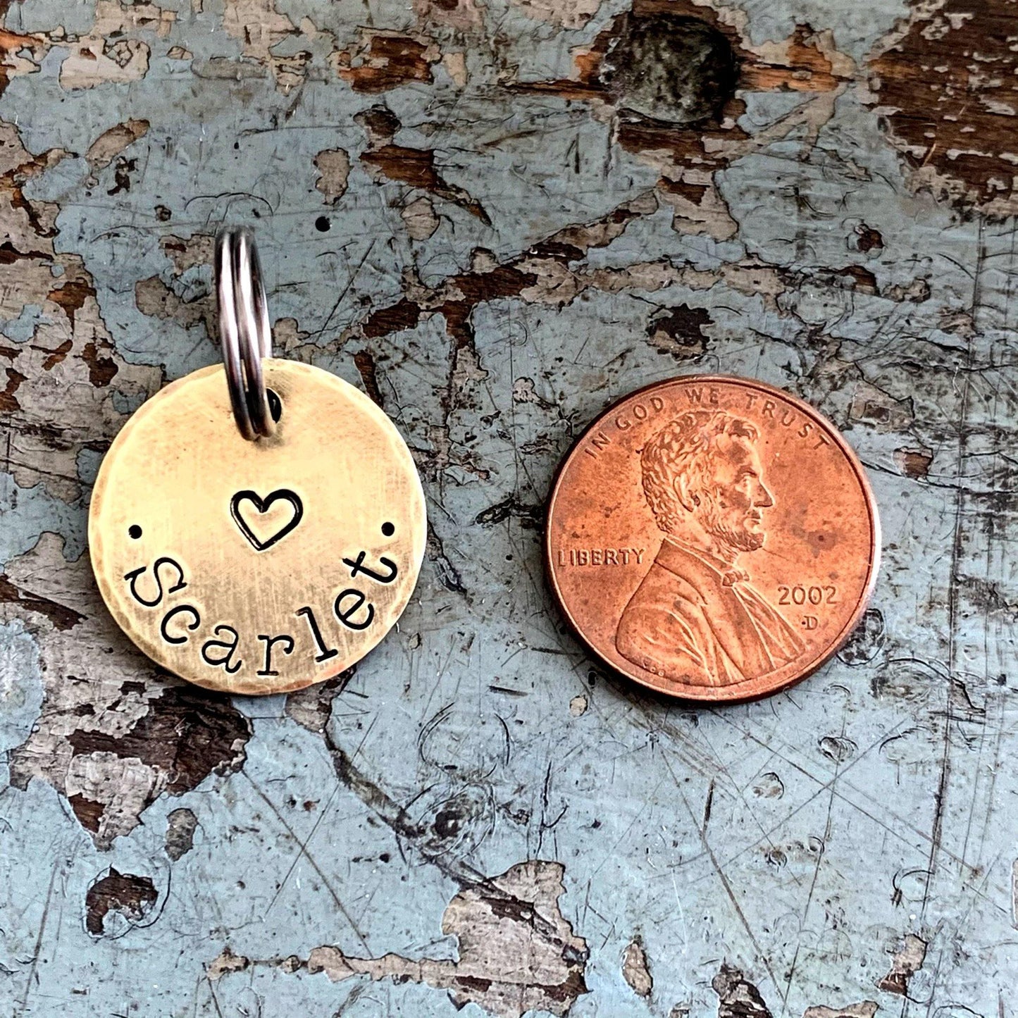 Small Brass Heart Pet Tag for Dog or Cat - KyleeMae Designs