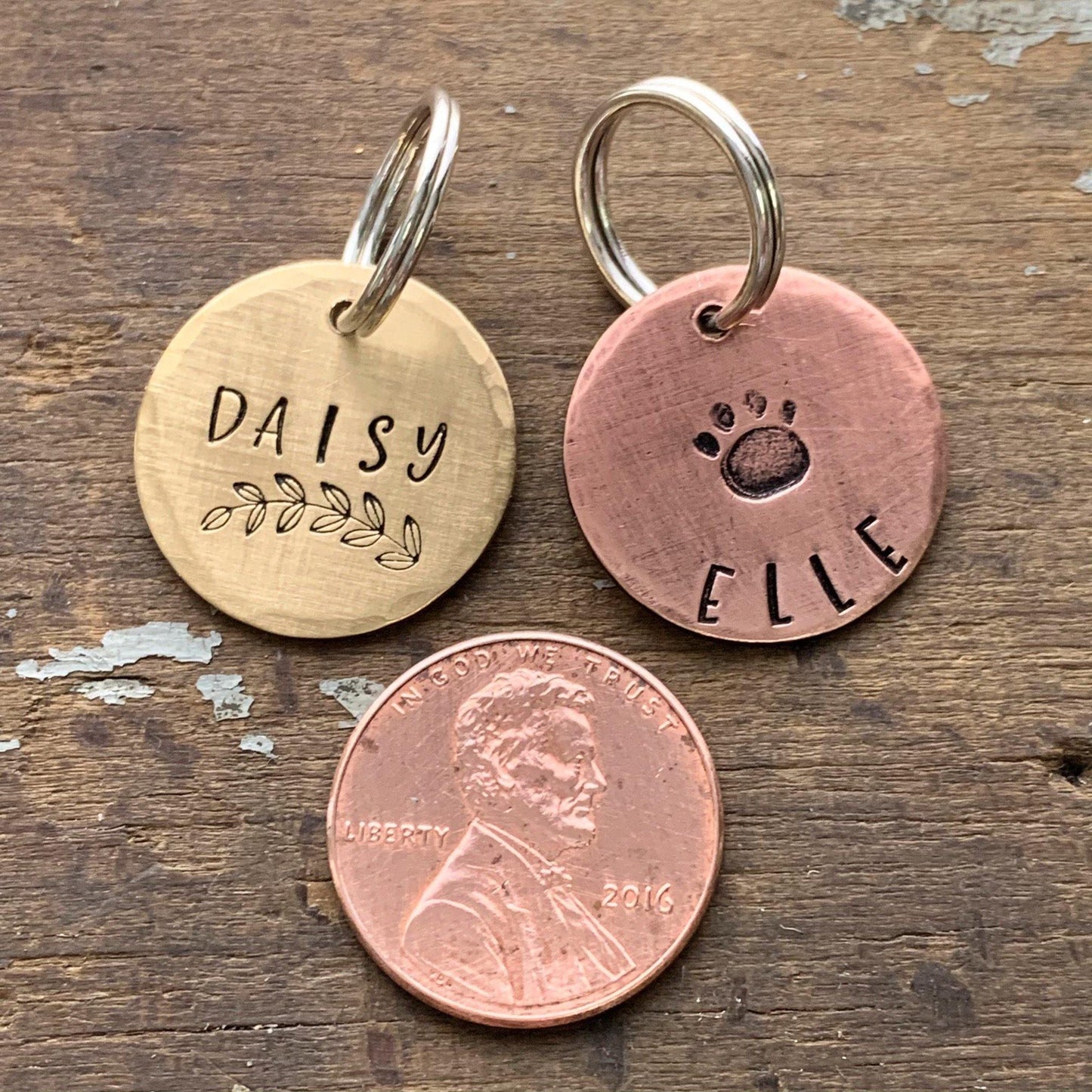 Small Copper Paw Print Pet Tag for Dog or Cat - KyleeMae Designs
