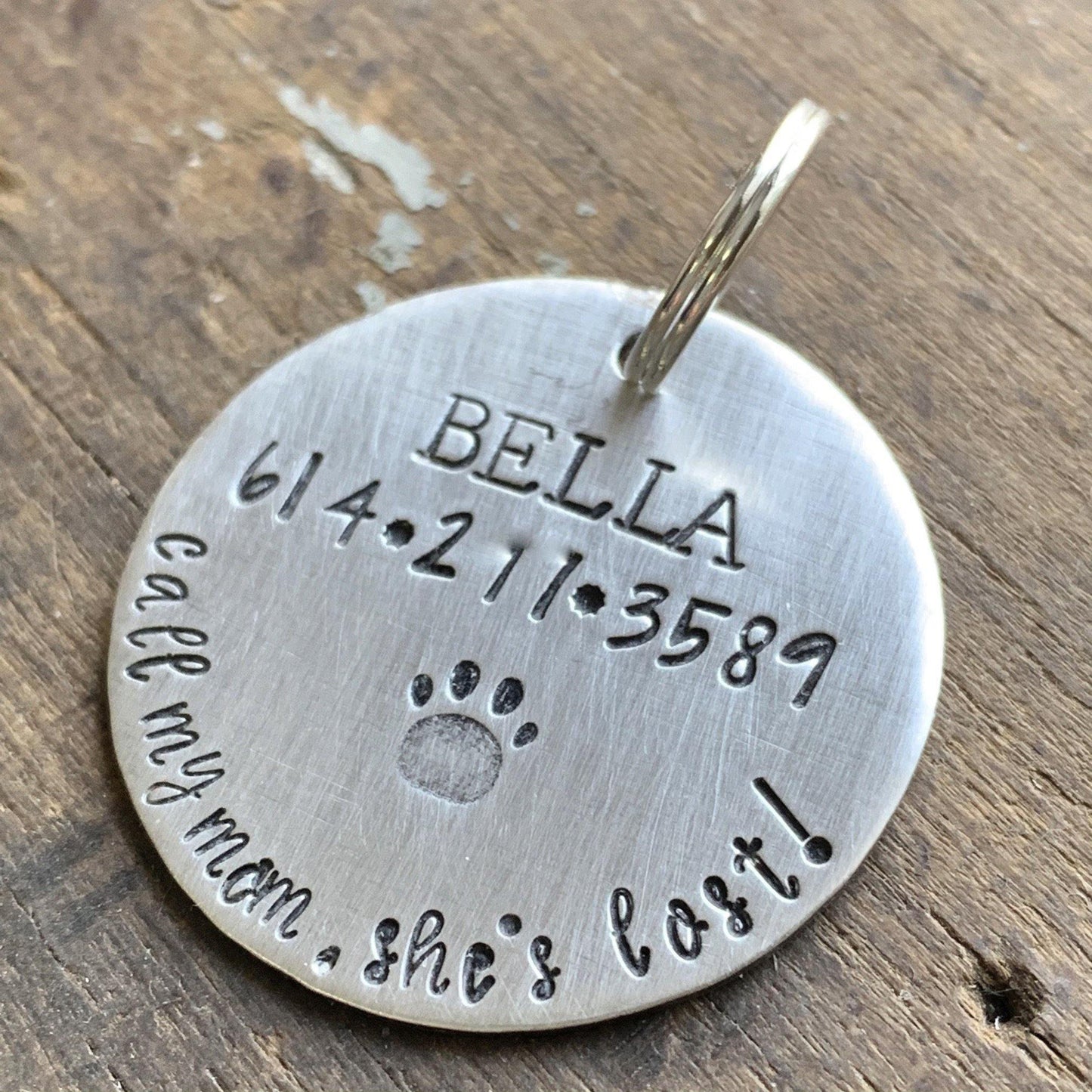 Large Silver Funny Dog Tag, Call My Mom She's Lost! - KyleeMae Designs